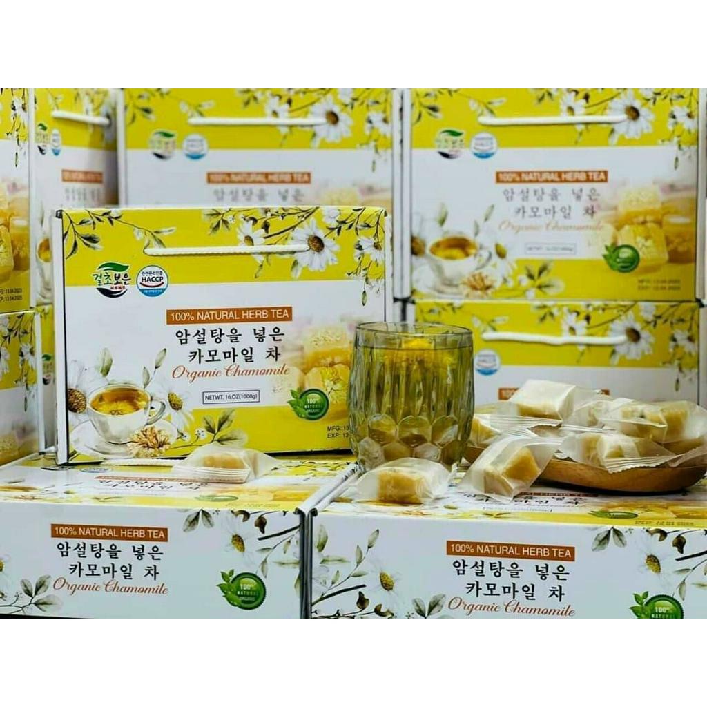 HỘP 1KG - Trà Hoa Cúc Đường Phèn Mật Ong Natural Herb Tea Hàn Quốc Trà Viên Hương Vị Hoa Cúc Trà Thảo Dược Tự Nhiên