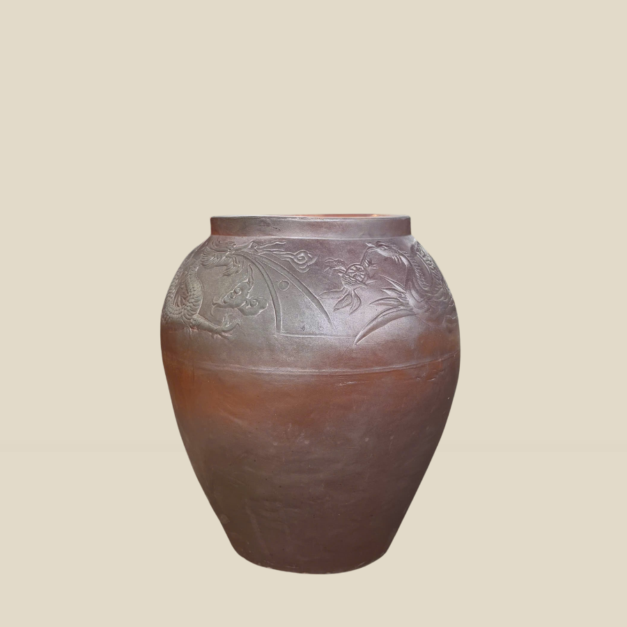 Lu Sành Trồng Sen Decor Đắp Rồng 50 Lít