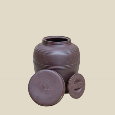 Chum Sành Ngâm Rượu Không Tráng Men 2 Nắp 10 Lít , Họa Tiết Trơn Decor Trang Trí Đẹp